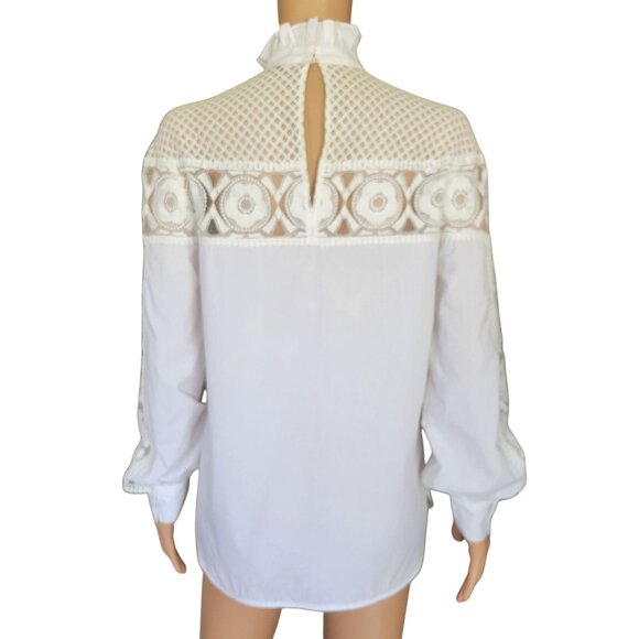 Sandro Paris White Lace Panel Blouse (Size 1) NWT - Picture 4 of 8